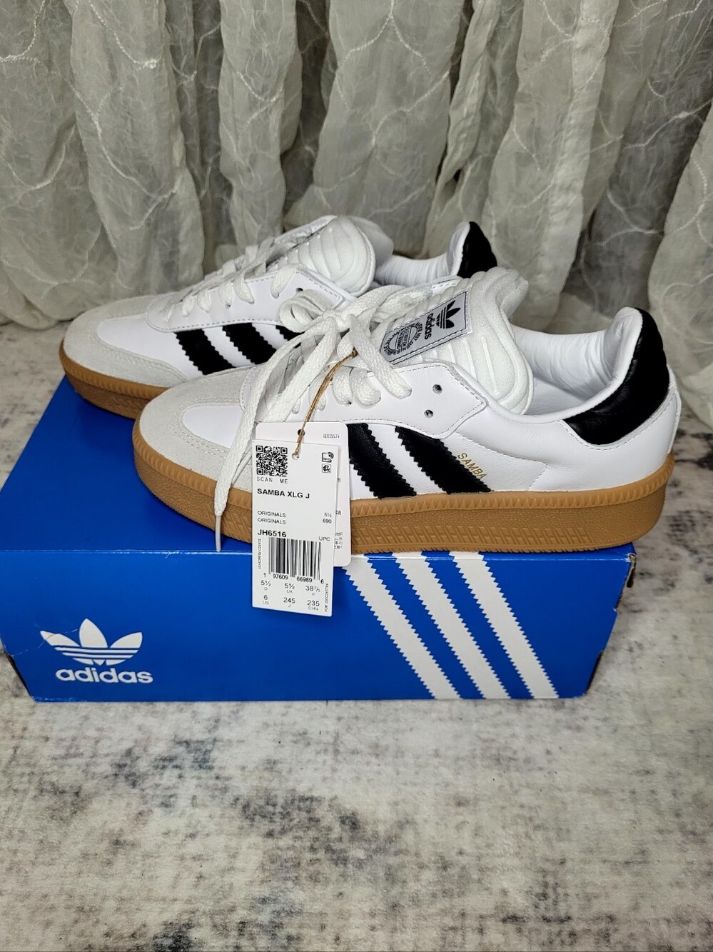 Adidas Samba XLG J White Black Gum Women 7.5 / Size 6 Youth / Mens 6